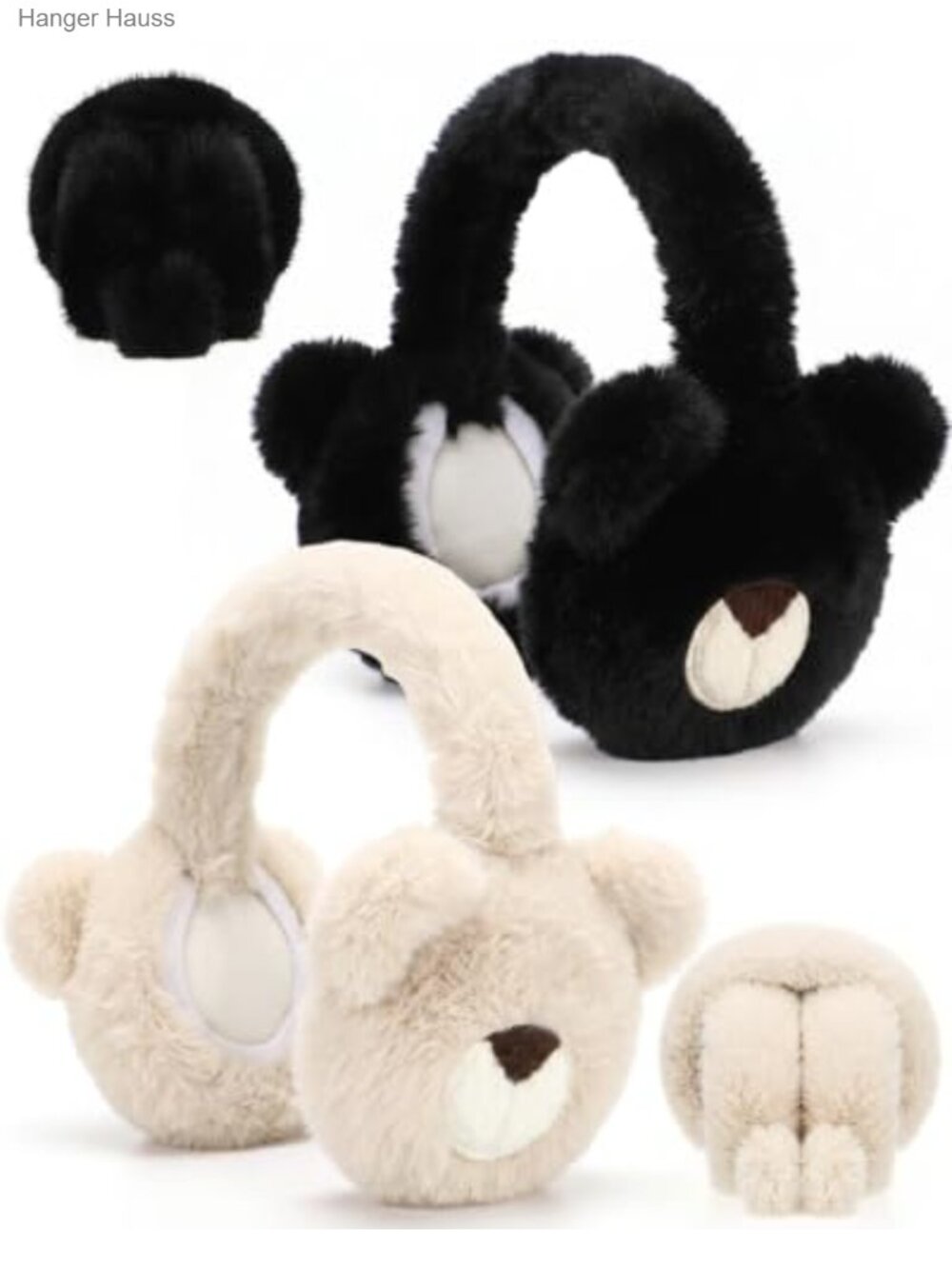 2 Pack Faux Fur Earmuffs Adjustable Ear Warmers Bear